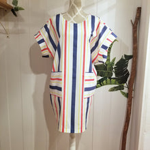 Load image into Gallery viewer, A classic oversized tunic dress for the everyday. Featuring a scoop neckline with an extended shoulder, loose fitting sleeve bands and front patch pockets. This dress will give you all the old school feels of the 80&#39;s, made in a vintage antique washed cotton it&#39;ll have you seeking lil&#39; miss sunshine!
