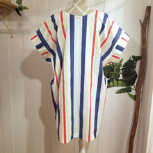 Load image into Gallery viewer, A classic oversized tunic dress for the everyday. Featuring a scoop neckline with an extended shoulder, loose fitting sleeve bands and front patch pockets. This dress will give you all the old school feels of the 80&#39;s, made in a vintage antique washed cotton it&#39;ll have you seeking lil&#39; miss sunshine!
