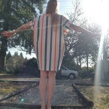 Load image into Gallery viewer, A classic oversized tunic dress for the everyday. Featuring a scoop neckline with an extended shoulder, loose fitting sleeve bands and front patch pockets. This dress will give you all the old school feels of the 80&#39;s, made in a vintage antique washed cotton it&#39;ll have you seeking lil&#39; miss sunshine!
