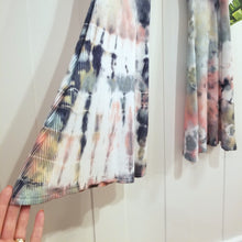 Load image into Gallery viewer, The perfect flares for everyday. Featuring a wide high rise waistband with a fitted leg flaring out from the knees. This is a unique and original hand-dyed pant using non-toxic dyes in our organic bamboo rib knit fabric that is so luxuriously soft + comfy, you won&#39;t want to take them off!
