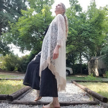 Load image into Gallery viewer, This ultra chic Bohemian style cardigan is a wardrobe must-have! Fun + Versatile all in one you can wear with everything from shorts + camisoles to a layered fall feel with our ruched hip tops, cropped sweaters + boots. This piece will add a sweet vintage feel to any outfit!
