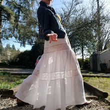 Load image into Gallery viewer, With all the sweet feels of boho chic and the right amount of sassy edge for the pure romantic gypsy heart. Slip this eco FREESPIRIT Maxi skirt beauty on for a completely country chic effortless look and feel the love in this handcrafted piece you&#39;ll enjoy for years to come!
