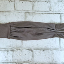 Load image into Gallery viewer, This belt features a simple fine finished edge that has a gathered center panel with a couple pleat details and 2 pointed tail ends. A great wardrobe staple as you can take this belt style and wrap it, knot it, bow it, tie it any way you like around any of your shirts, blouses, lightweight sweaters, tops or dresses. Create a slimming silhouette today with this great piece!
