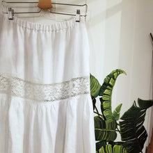 Load image into Gallery viewer, With all the sweet feels of boho chic and the right amount of sassy edge for the pure romantic gypsy heart. Slip this eco FREESPIRIT Maxi skirt beauty on for a completely country chic effortless look and feel the love in this handcrafted piece you&#39;ll enjoy for years to come!
