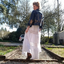 Load image into Gallery viewer, With all the sweet feels of boho chic and the right amount of sassy edge for the pure romantic gypsy heart. Slip this eco FREESPIRIT Maxi skirt beauty on for a completely country chic effortless look and feel the love in this handcrafted piece you&#39;ll enjoy for years to come!
