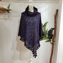 Load image into Gallery viewer, Elevate your look with this sweet handcrafted vintage feel poncho. Beautifully lightweight it was made in an intricate doily lace featuring a pom pom edge that&#39;s just so flirty &amp; fun. Simply perfect to throw over any shirt, dress, paired with your favorite pair of jeans or if you&#39;re looking for a gift for someone special, this will have them feeling very loved!
