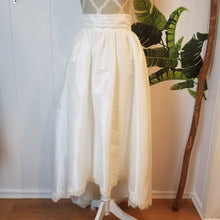 Load image into Gallery viewer, An ultra sweet Hi-Lo styled bridal skirt with elegant scalloped lace hem edge. Featuring a fitted ruched waistband and a fully gathered skirt that flows into a full a-line shaped skirt. The perfect skirt for a Bride-to-be, whether it be a cocktail style wedding, simple country setting, a destination wedding or elopement!
