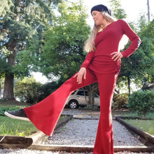 Load image into Gallery viewer, Absolute chic coziness in these must have flares! Featuring a wide waistband, the leg is fitted to the knees and flow out into a super flared hem, just slip on up these classics and have fun mixing + matching them with all of our other knit styles as well as everything else in your wardrobe!
