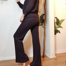 Load image into Gallery viewer, The ultimate in comfort, classic active to lounge pant for everyday. Featuring a high rise with a wide waistband that are fitted in the waist and hips with a relaxed straight leg. Made in a lusciously fuzzy soft inside and textured outside organic waffle knit. These will take you from day to night, from lounging to yoga, you will feel good, relaxed + comfy!
