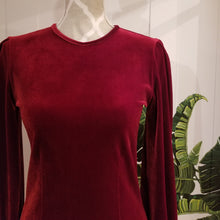 Load image into Gallery viewer, A most luxurious stretch velvet top with an ultra fitted style body and loose bell sleeves creating an ultra flattering sleek fit that&#39;s perfect for wearing casually with jeans, as comfy luxurious loungewear or dressing up and tucking into that favorite holiday skirt. This top is so completely versatile you will enjoy just slipping it on!
