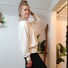 Load image into Gallery viewer, Slip on this ever so soft + cozy organic bamboo rib knit top, featuring a wide boat neckline that makes this an off-the-shoulder baring chic piece, perfect on it&#39;s own or as a staple layering piece. Wear this beauty on or off the shoulder while you work, lounge + play in pure comfort, especially paired with any of our luscious rib knit bottoms it&#39;s the perfect active yet ultra cozy set for all year long!
