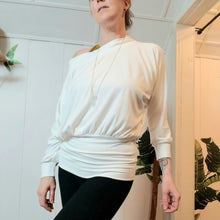 Load image into Gallery viewer, Slip on this ever so soft + cozy organic bamboo rib knit top, featuring a wide boat neckline that makes this an off-the-shoulder baring chic piece, perfect on it&#39;s own or as a staple layering piece. Wear this beauty on or off the shoulder while you work, lounge + play in pure comfort, especially paired with any of our luscious rib knit bottoms it&#39;s the perfect active yet ultra cozy set for all year long!
