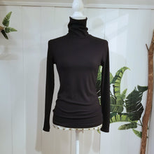 Load image into Gallery viewer, Our classic everyday turtleneck top! Perfect on it&#39;s own or layer it up, just slip on this ever so soft + cozy organic bamboo rib knit turtleneck that&#39;s so warm and cozy you won&#39;t want to take it off. Featuring our signature mini leather heart on the sleeve, find it close to your fingers on your left sleeve as a reminder, you are loved!
