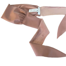 Load image into Gallery viewer, This lovely plush back vegan leather belt features a clean raw finished edge that features gathering at the side seams and 2 pointed tail ends. A great wardrobe staple as you can take this belt style and wrap it, knot it, bow it, tie it any way you like around any of your shirts, blouses, lightweight sweaters, tops or dresses. Create a slimming silhouette today with this great piece!
