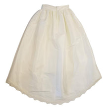 Load image into Gallery viewer, An ultra sweet Hi-Lo styled bridal skirt with elegant scalloped lace hem edge. Featuring a fitted ruched waistband and a fully gathered skirt that flows into a full a-line shaped skirt. The perfect skirt for a Bride-to-be, whether it be a cocktail style wedding, simple country setting, a destination wedding or elopement!
