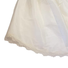 Load image into Gallery viewer, An ultra sweet Hi-Lo styled bridal skirt with elegant scalloped lace hem edge. Featuring a fitted ruched waistband and a fully gathered skirt that flows into a full a-line shaped skirt. The perfect skirt for a Bride-to-be, whether it be a cocktail style wedding, simple country setting, a destination wedding or elopement!
